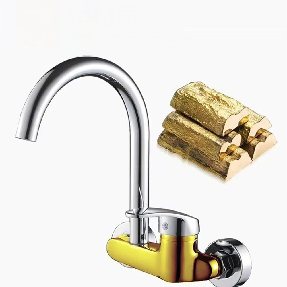 Brass kitchen in-wall hot and cold water faucet washbasin mixer valve universal faucet