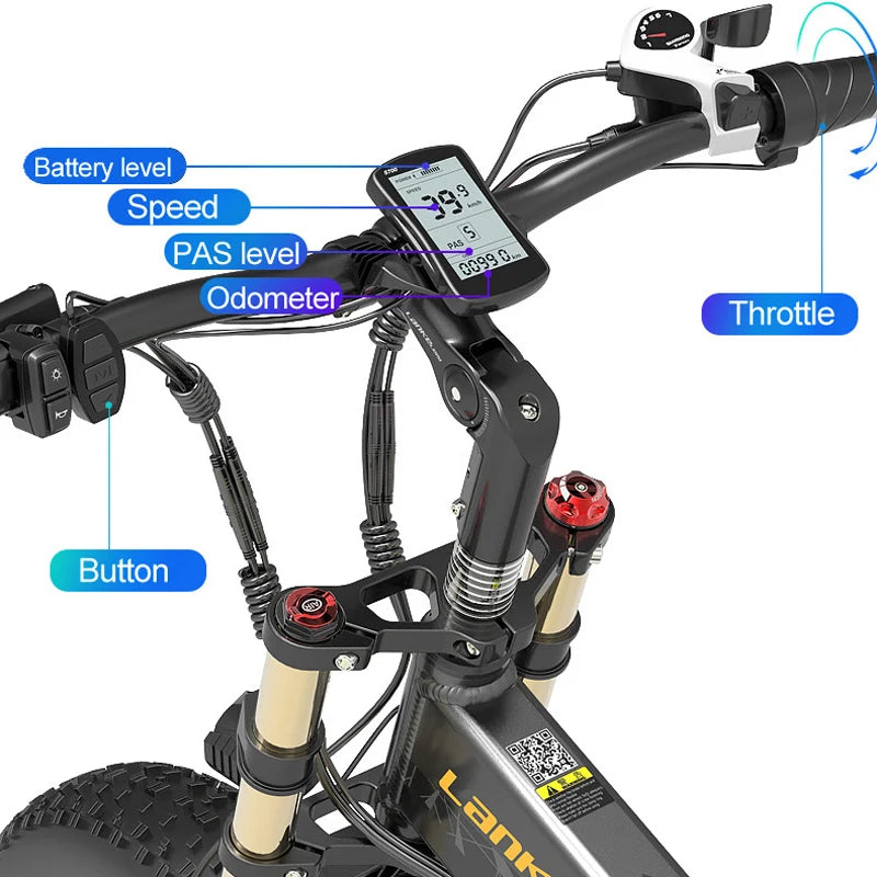 X3000plus-UP 1000W 20 Inch Fat Bike Folding Electric Bicycle 48V Mountain Bike Snow Bike Full Suspension,Cool Bike