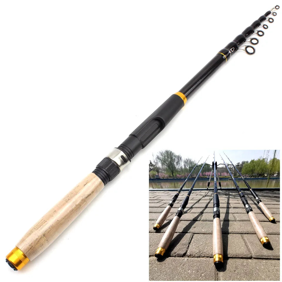 NEW 1.8m-3.0m Multifunction Spinning Rod carbon fishing fish pole telescopic Travel fishing rod ultrashort Fishing Tackle