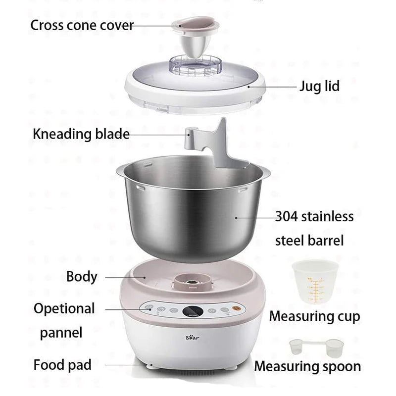 lectric 5L Dough Maker flour Mixers Home Stainless 304 steel basin Bread Kneading Machine Pasta Stirring maker Multifunction220v