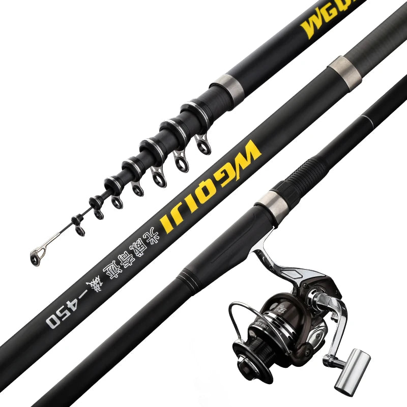 Power Telescopic Ocean Rock Fishing Rod High Quality 3.6m-6.3m Superhard Carbon Fiber Spinning Fishing Rod  Necessary