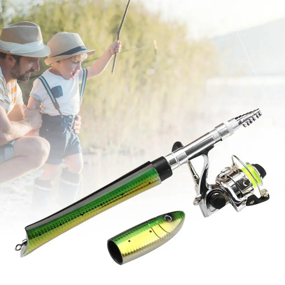 Fishing Rod Telescopic Rod Portable Mini Fish Shape Telescopic Fishing Rod Spinning Casting Reel Kits Fishing Equipment