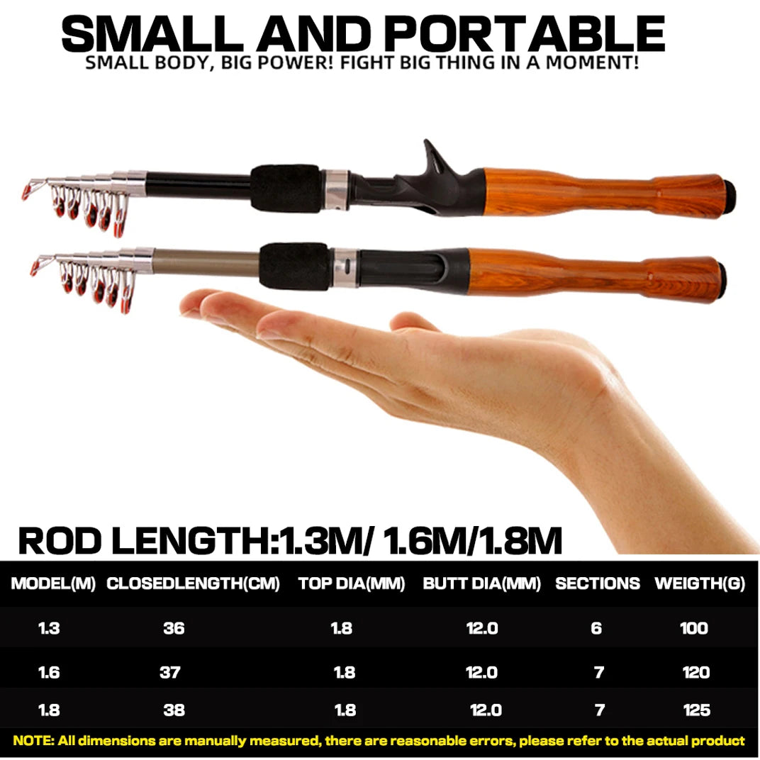 Telescopic Fishing Rod Carbon Maximum Resistance: 8 KG Mini Portable  Metal Reel Fishing Combination Rod Combo