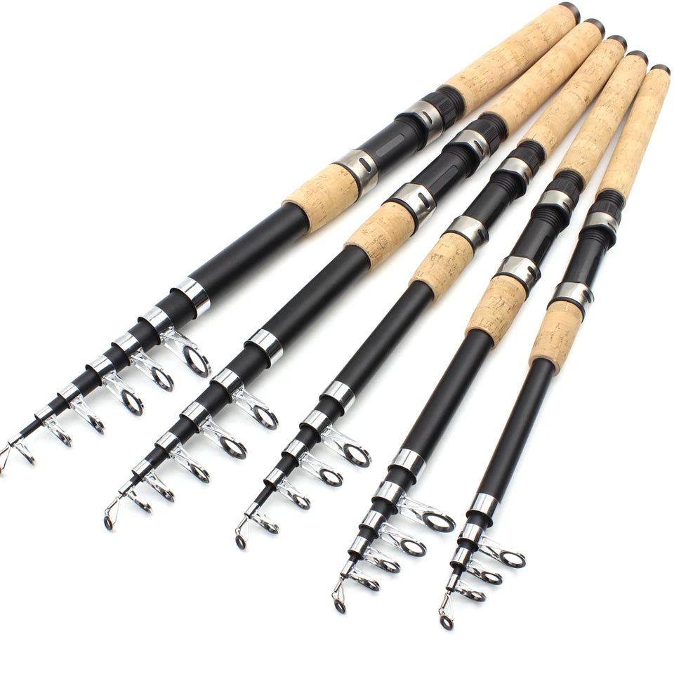 2.4m 2.7m 3.0m 3.6m Telescopic Spinning Fishing Rod carbon wooden handle carp fishing pole sea rock fishing rod test 30-150g