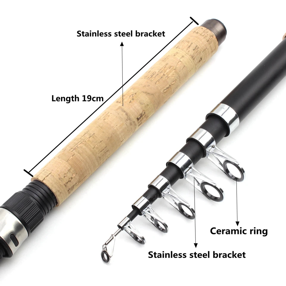 2.4m 2.7m 3.0m 3.6m Telescopic Spinning Fishing Rod carbon wooden handle carp fishing pole sea rock fishing rod test 30-150g