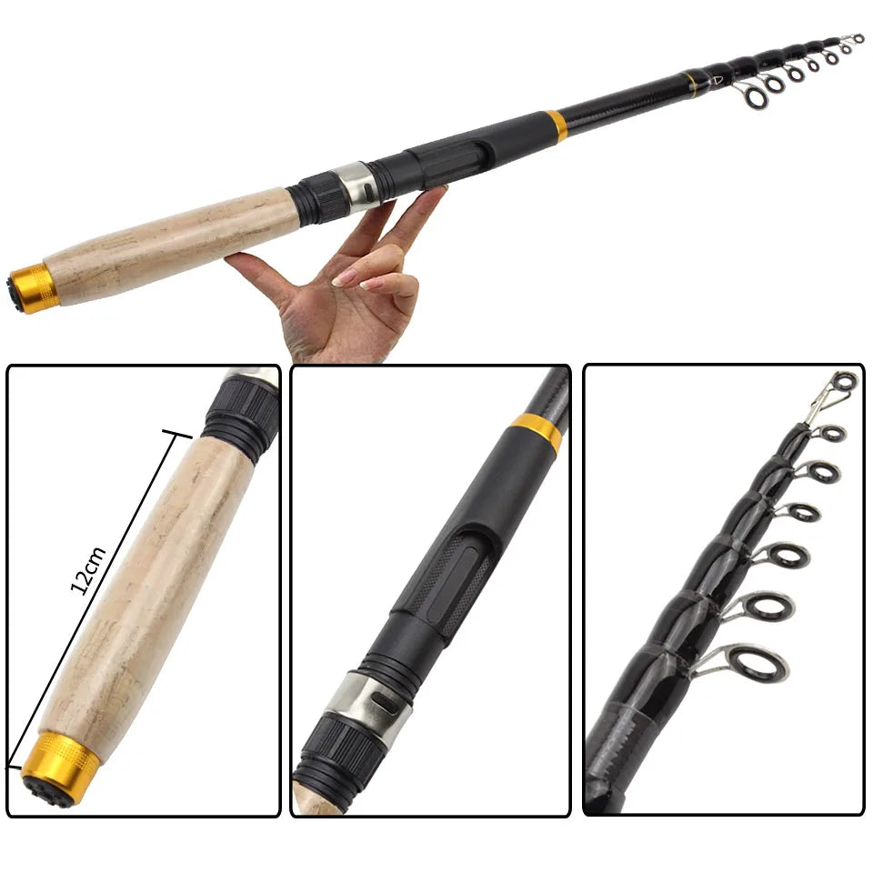 NEW 1.8m-3.0m Multifunction Spinning Rod carbon fishing fish pole telescopic Travel fishing rod ultrashort Fishing Tackle