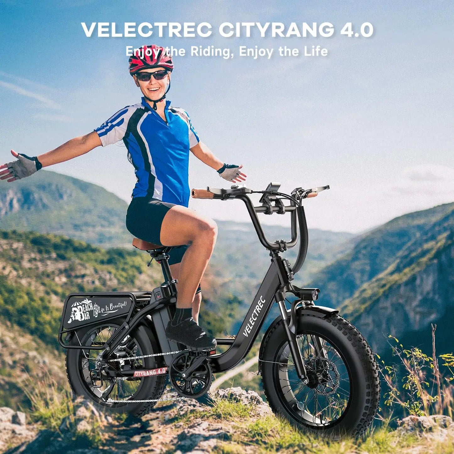 48V 18AH Electric Bike for Adult, CITYRANGE 4.0 30MPH 85Miles 20''×4.0" Fat Tire Cargo E-Bike, Long Range Electric Mountain Bike