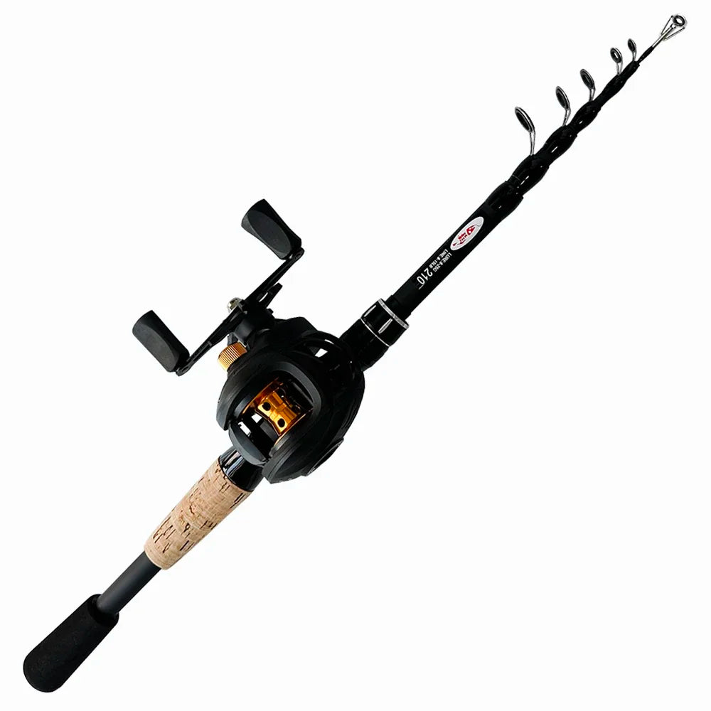 GHOTDA Complete Casting Fishing Rod Combo High Carbon Telescopic Rods and Baitcasting Reel Max Drag 8kg for Bass Trout 1.5m-2.4m