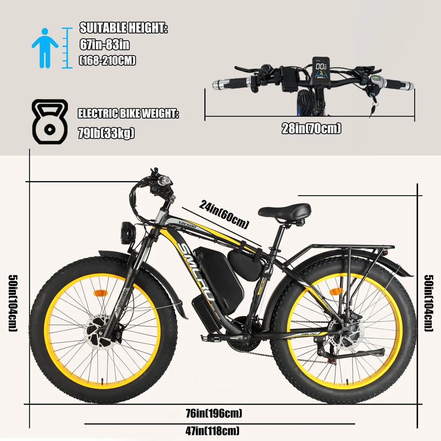 Powerful 2000W Double Motor Electric Mountain Bicycle 48V Smlro XDC600 Pro E-Bike 26*4.0 Fat Tire Front Rear Motorcycle