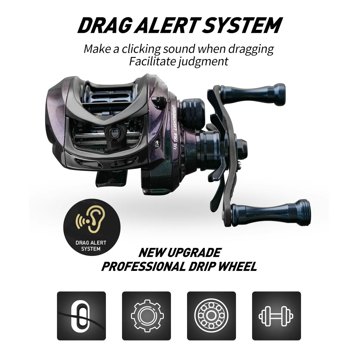 Baitcasting Reel 6.5:1 Fishing reel just 125g with Ceramic Bearings BFS reel Ultra light 5kg Drag Casting Reel