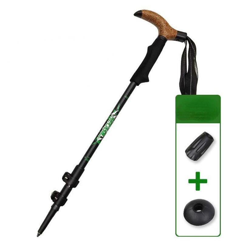 Outdoor Foldable Walking Stick Camping Portable Trekking Poles Adjustable Telescopic Alpenstock For Hiking Mountaineering