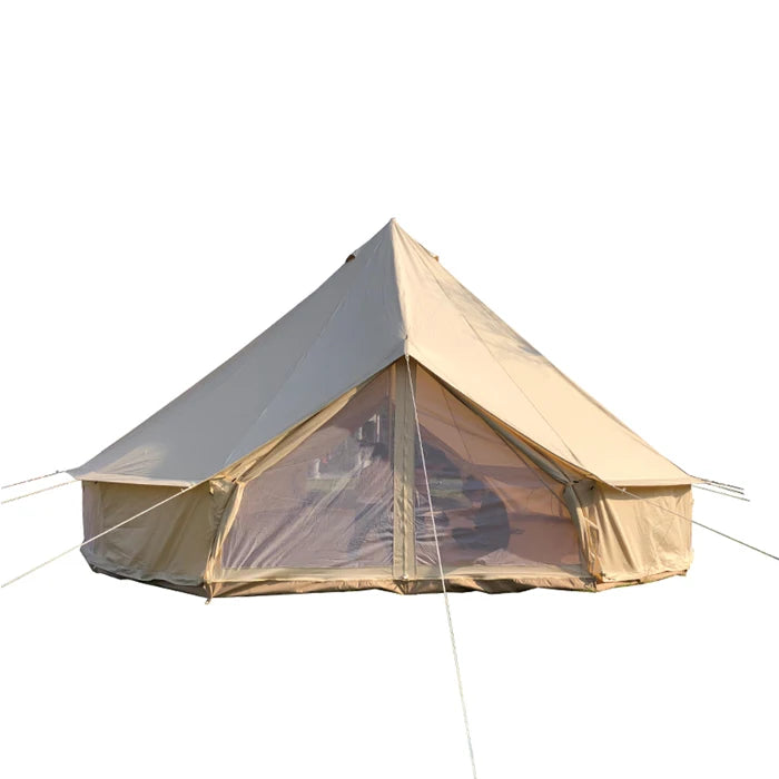 5 person 4m glamping luxury cotton canvas bell tent with stove and awning