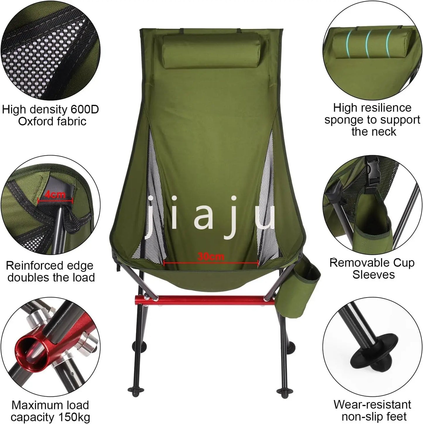 Outdoor Camping Ultralight Folding Chair Travel Chair Fishing BBQ Hiking Strong High Load 150kg Beach Oxford Cloth Fishing Chair