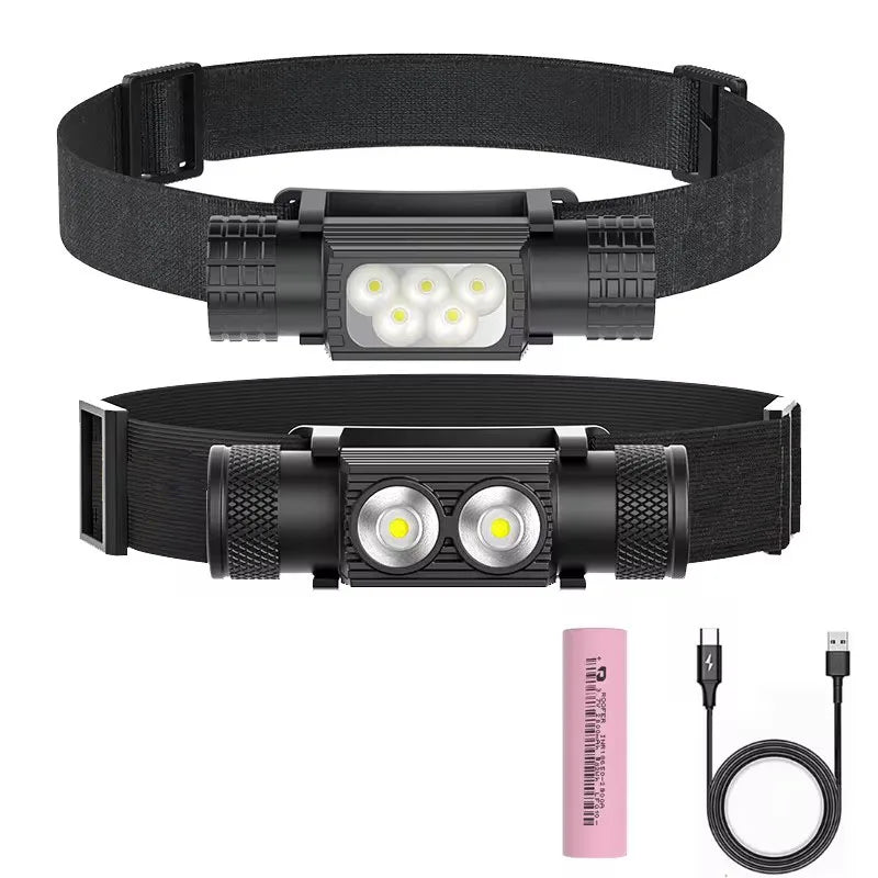 Portable USB C Rechargeable LED Headlamp EDC Flashlights 18650 Battery Super Bright High Lumens Hunting H25S Head Lamp Light