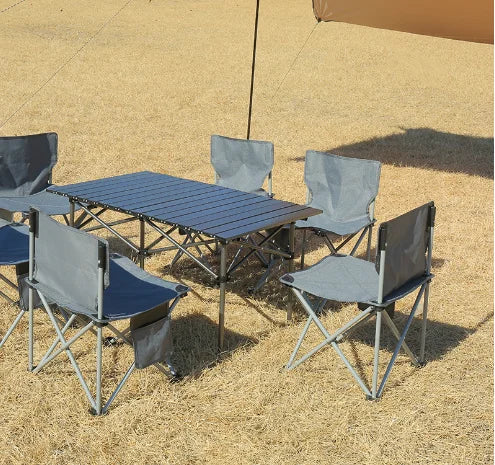 Portable Foldable Table and Chair Set for Camping Picnic BBQ Chair with Large Storage Bag