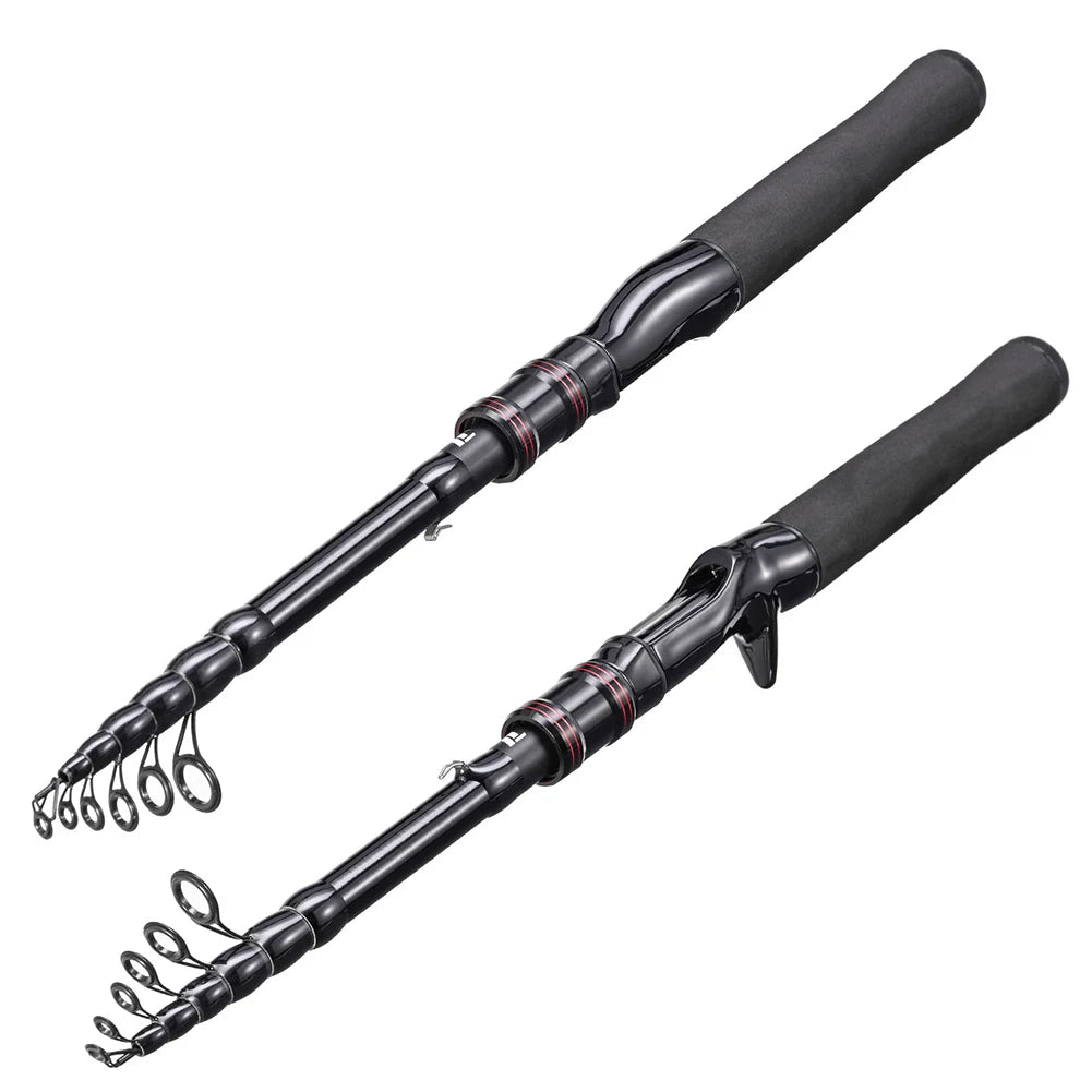 Telescopic Rod, Ergonomic Graphite High-Strength Fishing Line Reel Seat 5-7 Sections Spinning Rod/ Casting Rod 4.9-5.9-6.9ft