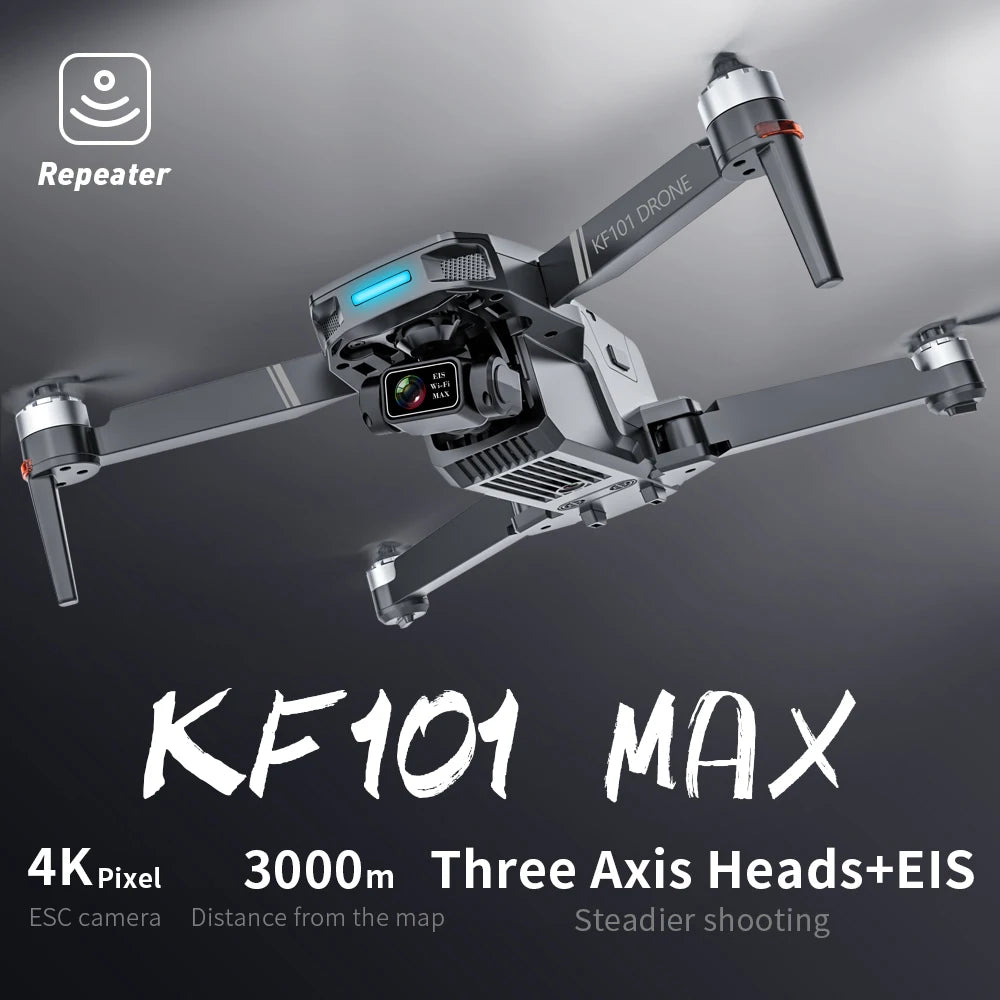 Updated KF101 MAX Drone GPS Remote Control 3KM 4K Optical Flow Dual Camera 3-Axis Gimbal 5G Transmission EIS stabilizer Drones