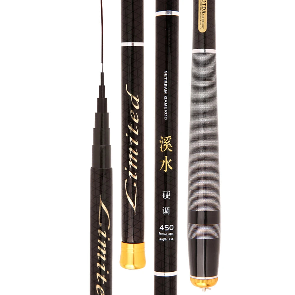 Carbon Fiber Fishing Rod Telescopic Ultra-light Hard Pole for Stream Freshwater Carp Fishing Pole 3.6m 4.5m 5.4m 6.3m 7.2m