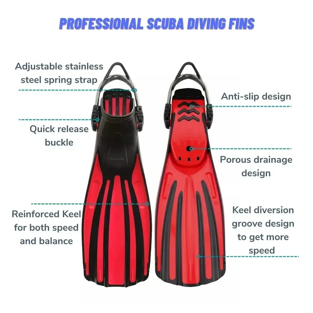 Scuba Diving Stainless Steel Spring Fin Straps Fins Adult Swim Shoes Silicone Long Snorkeling Monofin Dive Flippers Dropship