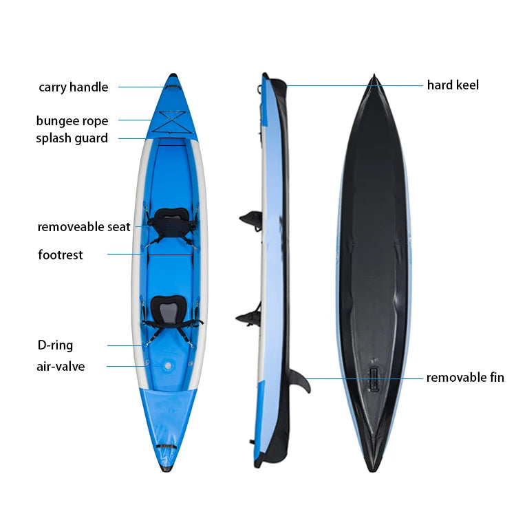 Portable Kayak Foldable Inflatable Fishing Boat Canoe Outdoor 2 Person Kayak