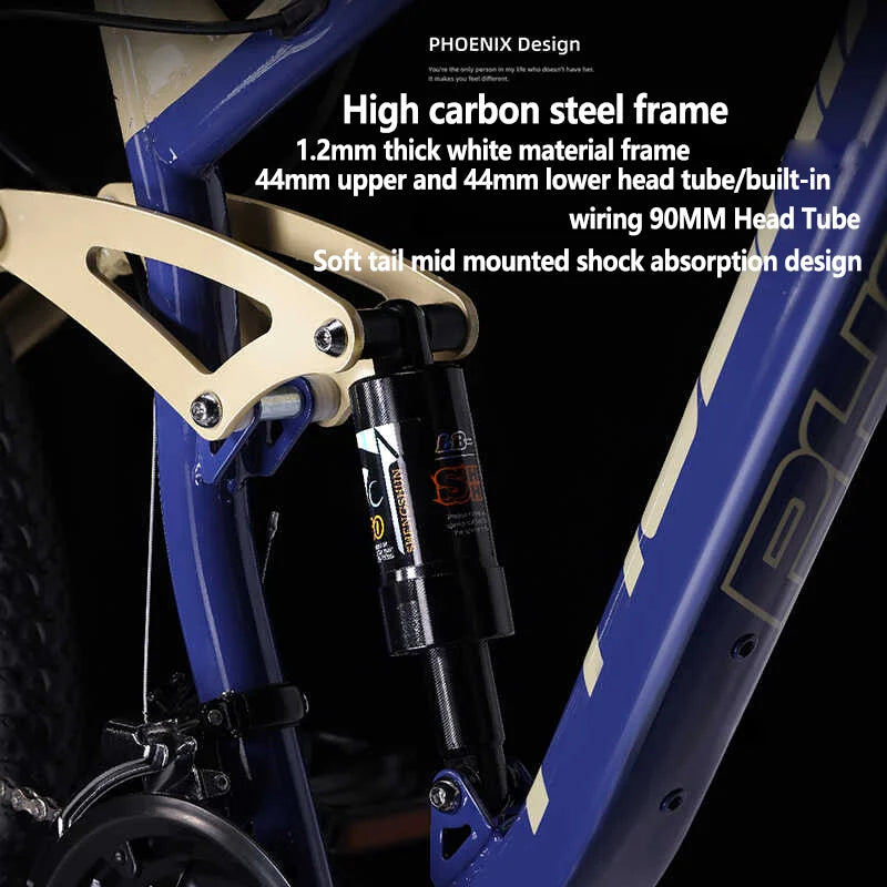 High Carbon Steel 27.5-Inch Mountain Bike Variable Speed Soft Tail Shock Absorber Speed Drop Off-road Road Bike Card Mechanical