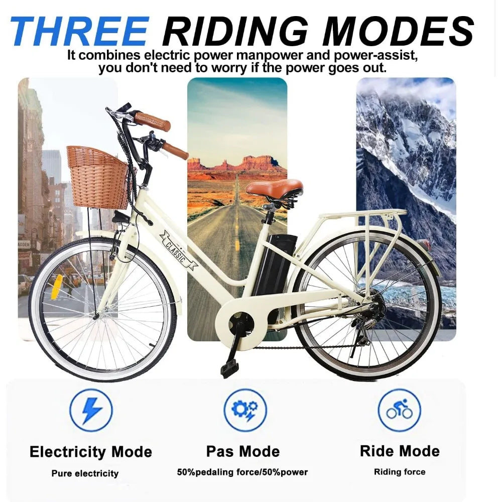 Electric City Bike for Adults 250W/350W Electric Bicycle for Adults High Speed Brushless Gear Motor E-Bike with Removable