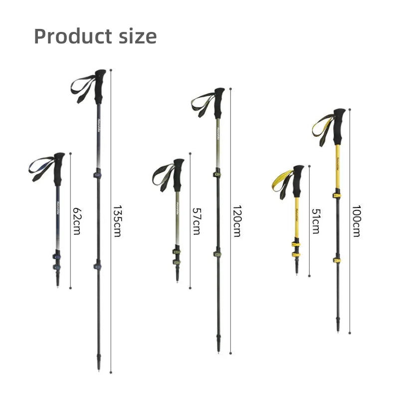 Naturehike Outdoor Ultralight Trekking Poles Carbon Foldable Telescopic Pole Hiking Camping Portable 3 Section Trekking Sticks