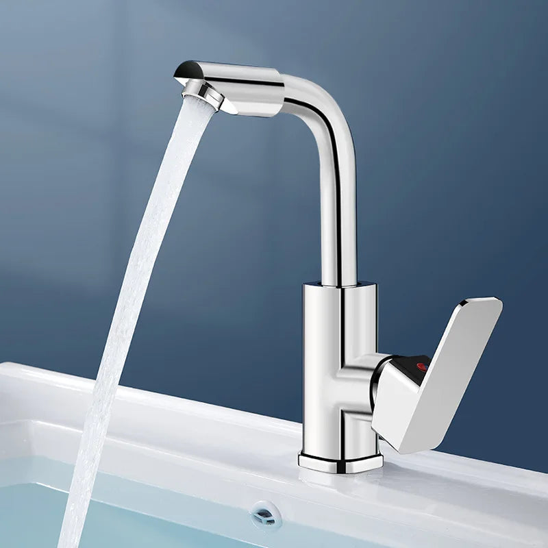 Kitchen Faucet Deck Mounted Bathroom Hot and Cold Mixer Waterfall Stream Sprayer Tap Wash Basin Water Taps Sink Faucets Silver