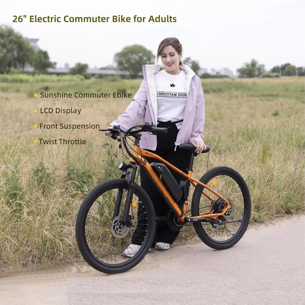 Electric Bike for Adults, 26" Tire Electric Mountain Ebike, 7-Speed Fast Electric Bicycle, 48V Removable Battery E-Bike