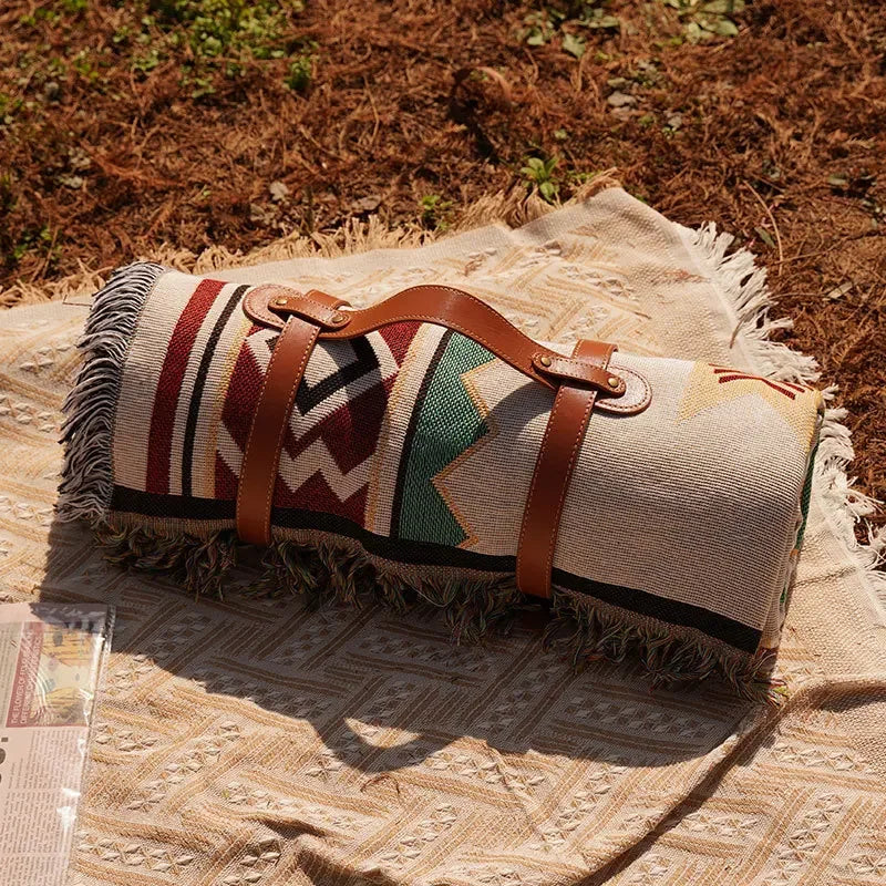 Bohemian Carpet Picnic Mat Outdoor Mat Camping Supplies Picnic Cloth Equipment Moisture-proof Mat Ins Ethnic Style