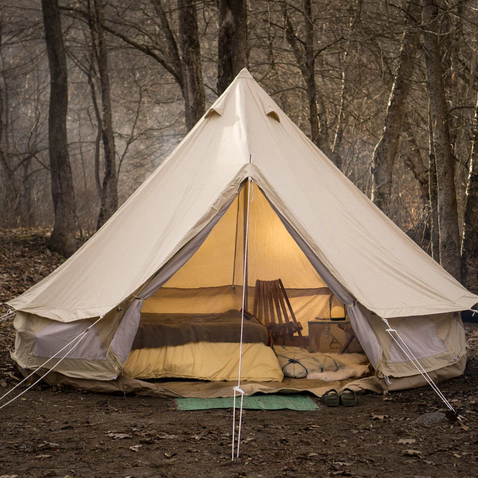 Luxury Outdoor Camping and Glamping Yurt Tent Breathable 100% Cotton Canvas Bell Tent with Stove Jack