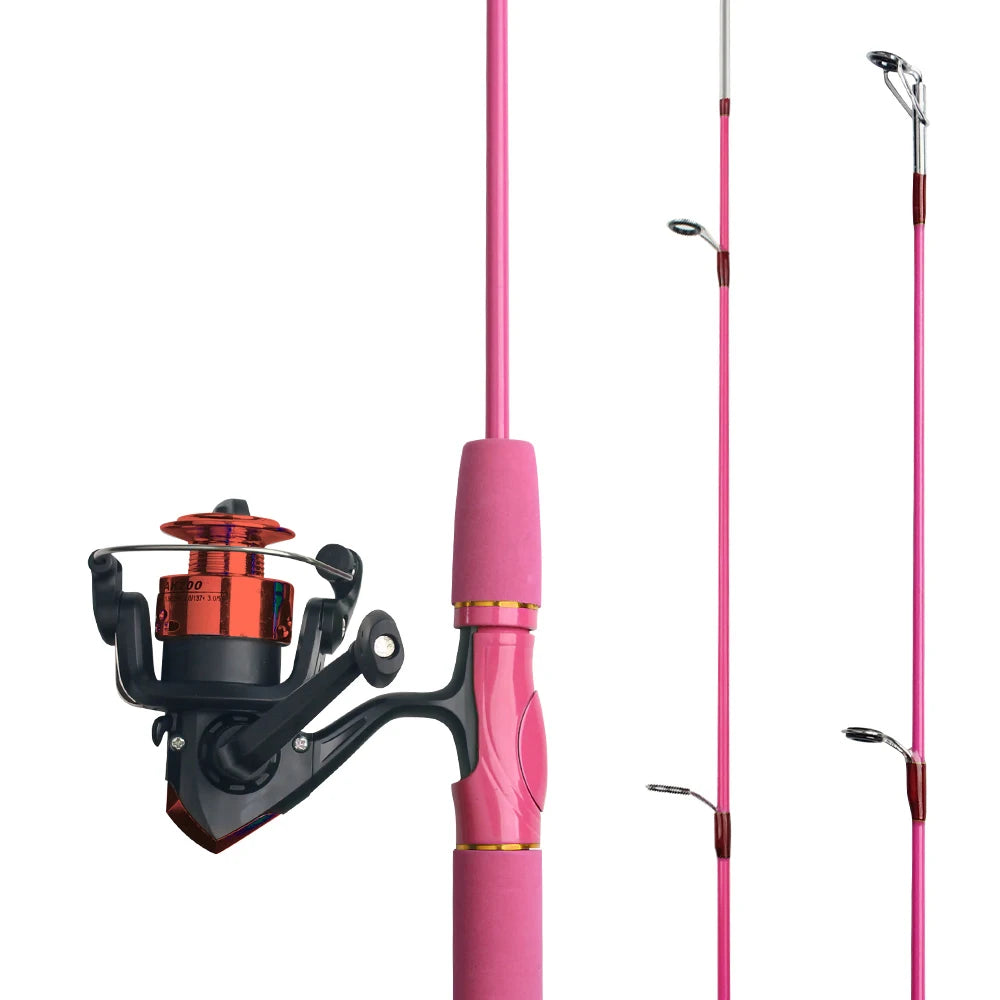 DNDYUJU 1.5M Children Fishing Lure Rod Beginner Fishing Pole Cute Rod Include Spinning Reel Pink Green Available Children'sGift