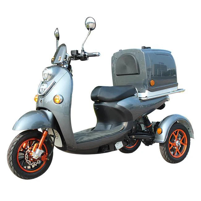 Three Wheel Pizza Food Cargo Transport Moped Electric Scooter Motorcycle With Box For Delivery