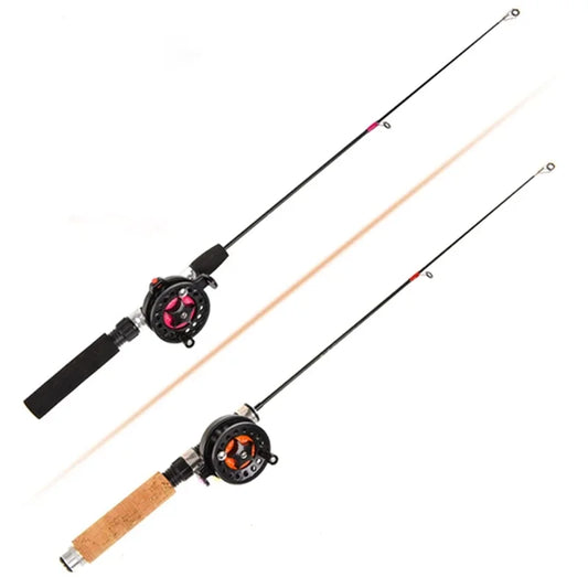 60cm 62cm 65cm Winter Fishing Rod and Reel Anti Slip Handle Mini Telescopic Shrimp Fishing Rods Spinning Wheel Ice Fishing Gear