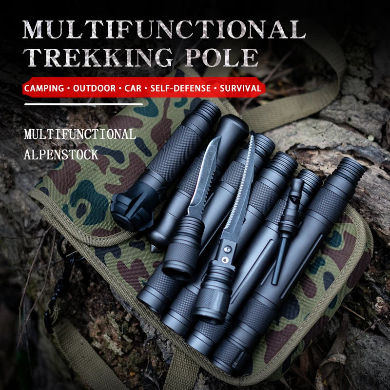 Outdoor defense Tactical stick Alpenstock Hiking Camping equipment Multifunctional folding tools Walking Sticks