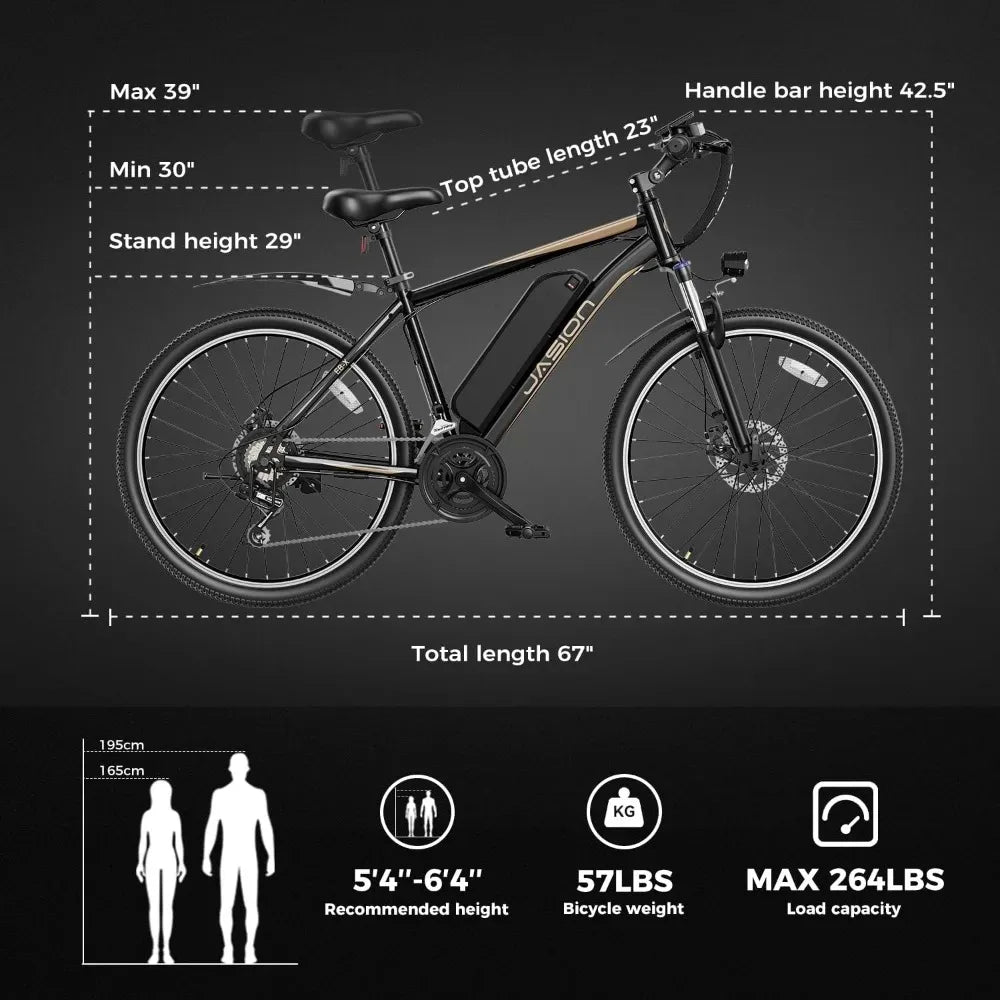 Electric Bike for Adults, [850W Motor Peak] [55Miles PAS 25MPH] Ebike, 26" Electric Mountain Bike with 450Wh Removable Battery