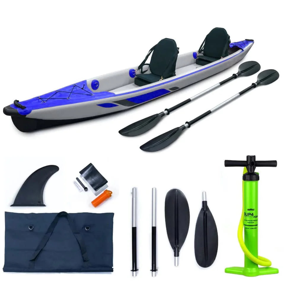 FOR 2 Person Drop Stitch Fishing Board Sup Canoe Rowing Boat Inflatable Kayak With Accessories