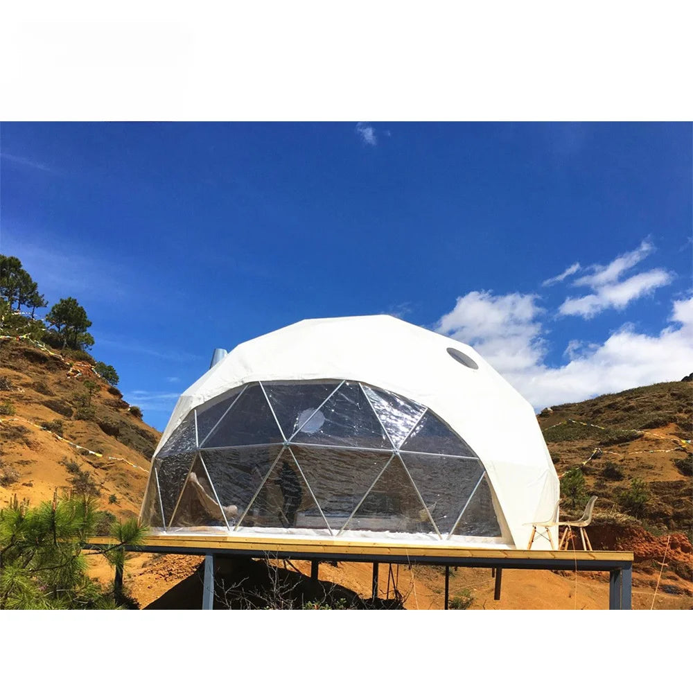 Luxury Igloo Glamping Resort Geodesic Dome Tents with bathroom equipment