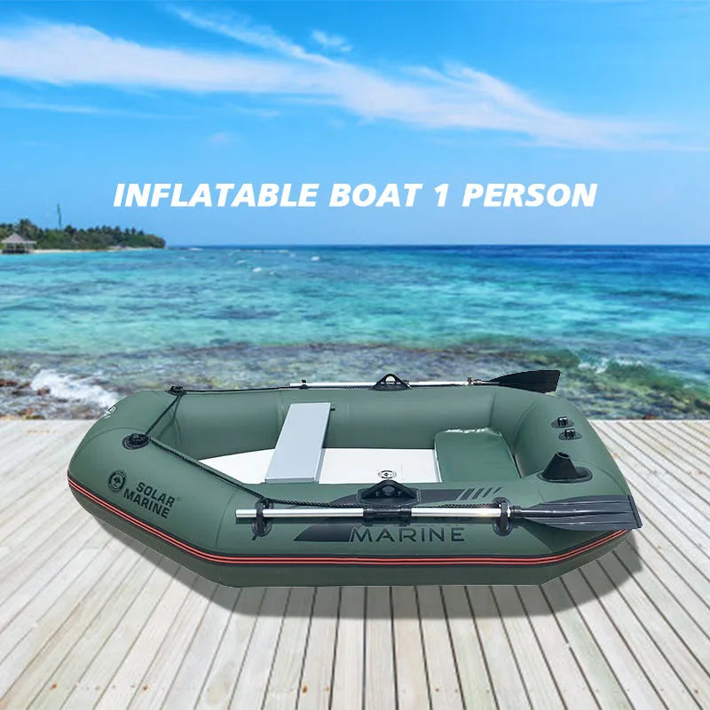 Solar Marine Single Inflatable Fishing Boat 5.8ft PVC Air Floor Kayak with Free Canoe Accessories for Outdoor Water Sports