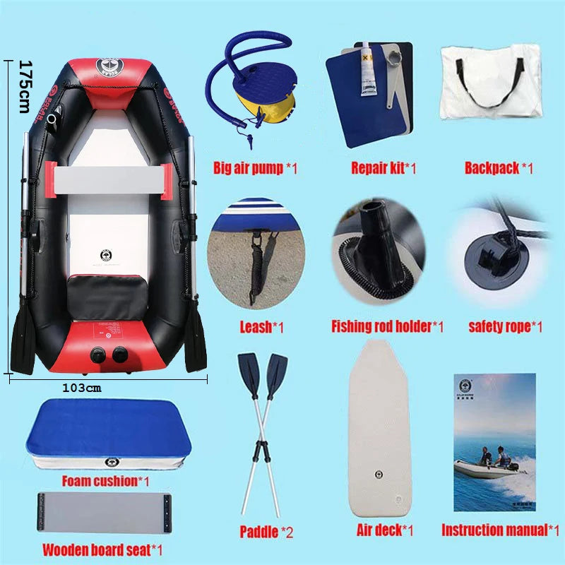 Solar Marine Kayak Canoe Inflatable Boat with Air Mat Floor Include Free Accessories Oars Pump Gifts for Christmas New Year