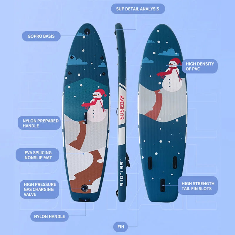 Inflatable Stand Up Paddleboard, Hot Welding SUP Board, Snowman Sup Paddle Board, Reinforced, Premium SUP Pack