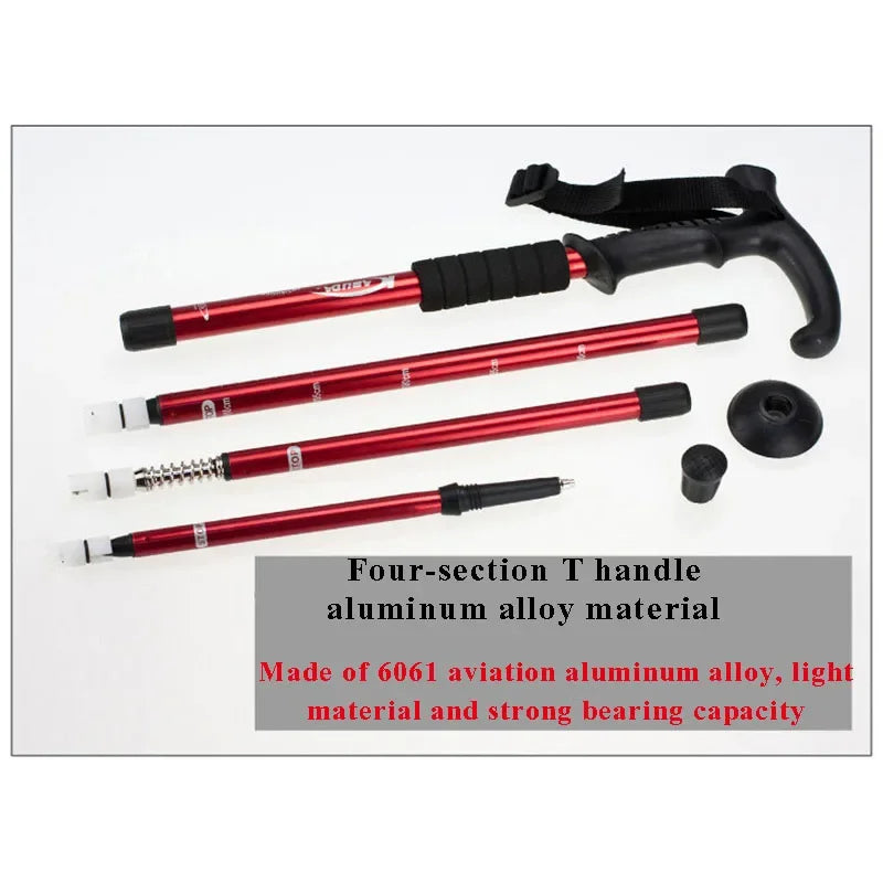 Folding Walking Stick Outdoor Mountain Hiking Trekking Ultralight Accessories Camping Equipment Telescopic Stick CA21