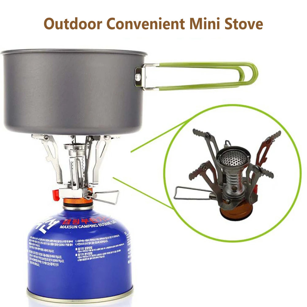 1 Set Portable Mini Camping Stoves With Piezo Ignition Adjustable Control Valve Stove For Outdoor Camping Hiking Cooking