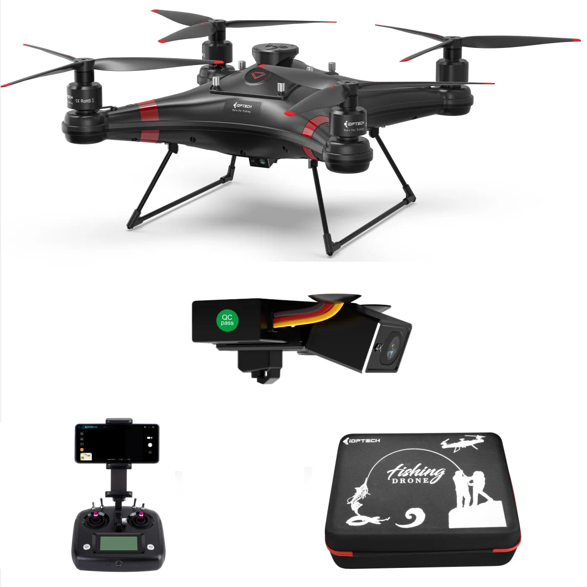 4K Camera Fishing Drone with Auto Drop Bait Release 33mins GPS Drones 3KG Payload Waterproof Drone for Adults Fisherman