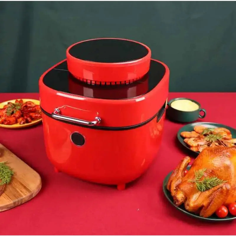 Dual basket airfryers with two cooking zone grill air fryer oven digital machine oil free 8l