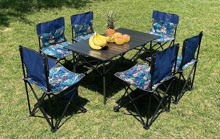 Portable Foldable Table and Chair Set for Camping Picnic BBQ Chair with Large Storage Bag