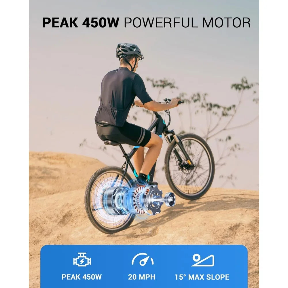 Electric Bike for Adults,36V Removable Battery,350W Brushless Motor(450W),26"Tires Front Fork Suspension,UL Certified 7-Speed