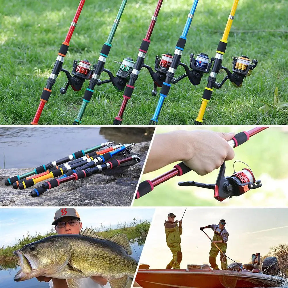 Portable 1.8m Telescopic Fishing Rod 5.5:1 Gear Ratio Spinning Fishing Reel Set With Fishing Line Fishing Gear