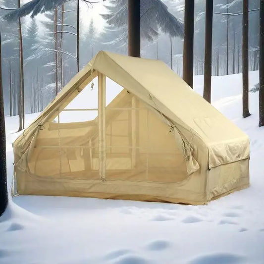 Glamping Luxury Family Camping Waterproof Large Air Pole Canvas Wall Inflatable Tent House