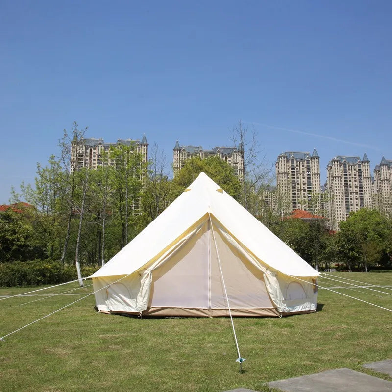 Custom Luxury Glamping Waterproof Retardant Mongolian Indian 3m 4m 5m 6m Cotton Canvas Yurt Tenda Bell Tent For Outdoor Camping